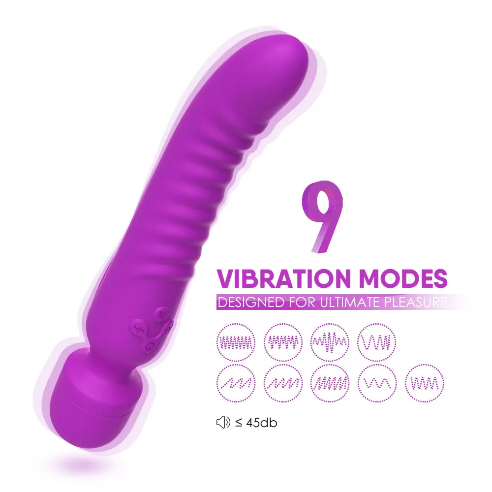 Chobe - Şarjlı Isıtmalı Çift Titreşim Motorlu Masaj Aleti Klitoris ve G Nokta Wand Orgazm Vibratör
