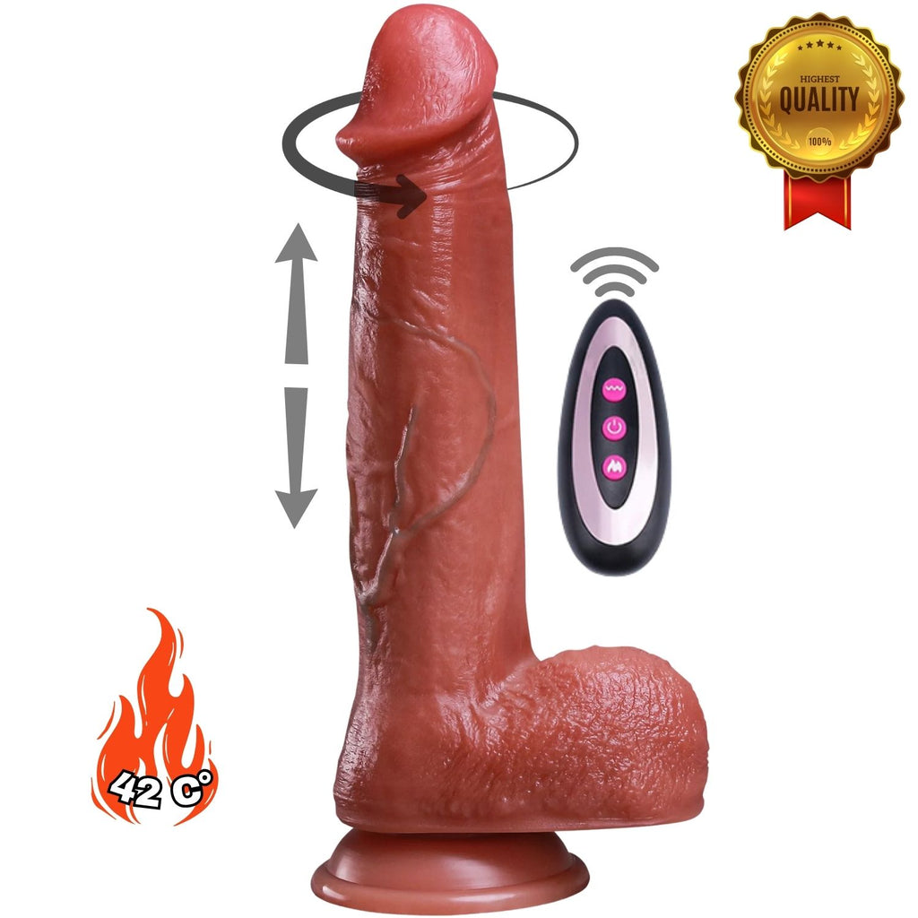 Micheal - Şarjlı Uzaktan Kumandalı Isıtmalı İleri Geri Hareketli ve Rotasyonlu Realistik Dildo Gerçekçi Yapay Penis 22CM