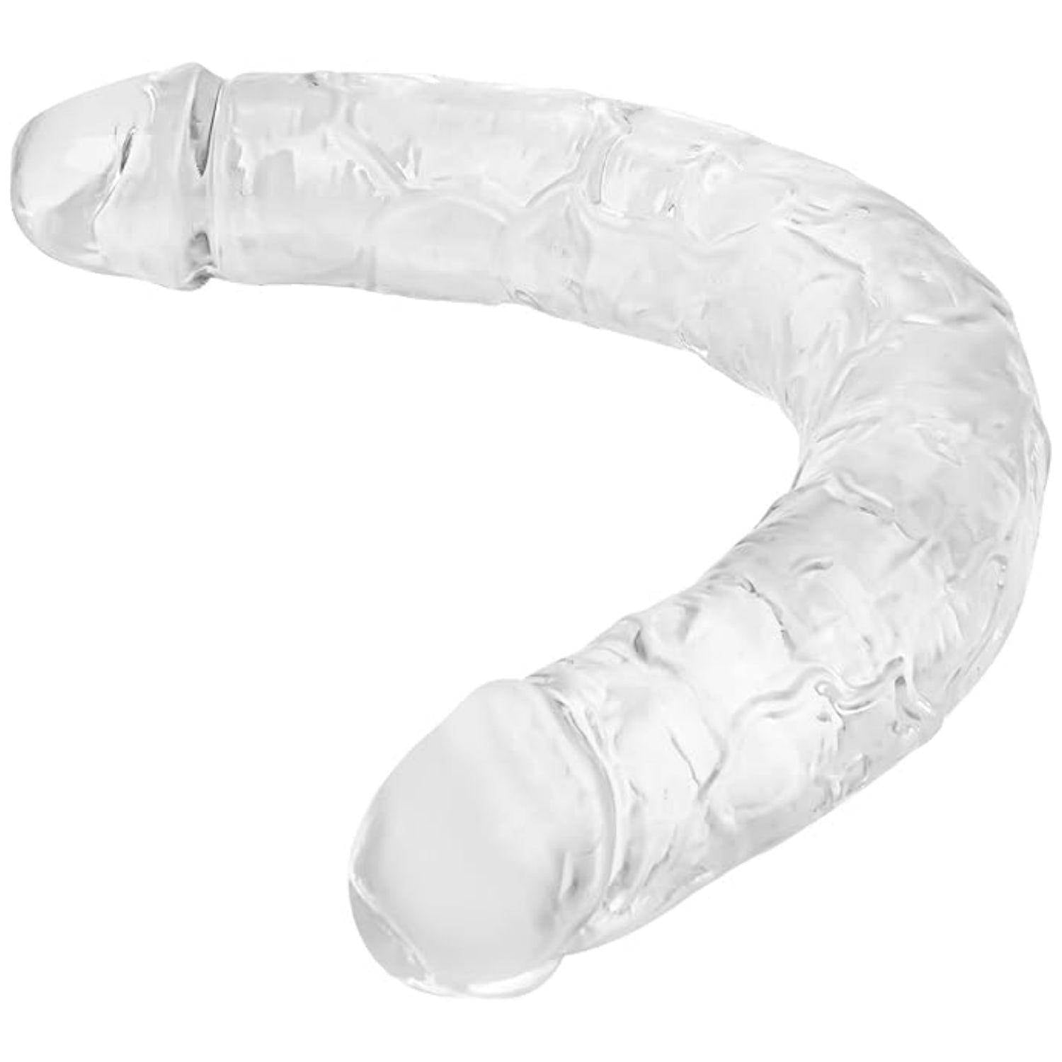 Ultra Soft Realistic Double Ended Clear Dildo Yumuşak Doku Gerçekçi Çift Taraflı Büyük Boy Realistik Şeffaf Yapay Penis 43 CM