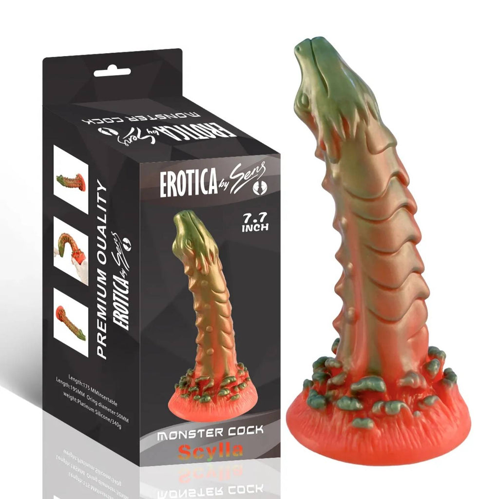 Monster Cock Scylla - Silicone Realistic Animal Dragonhead-Snake Dildo Silikon Gerçekçi Doku Yılan Yapay Penis 19.5x5 CM