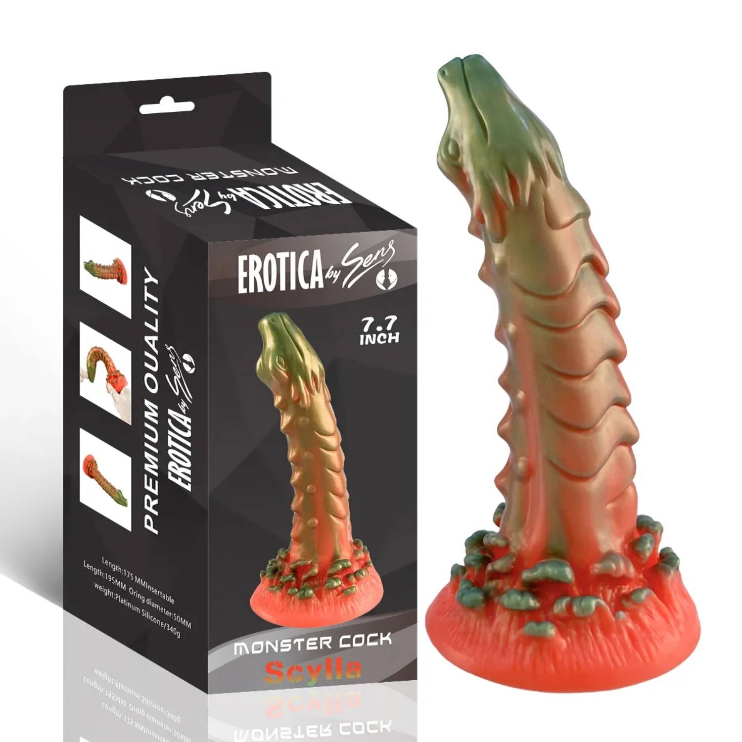 Monster Cock Scylla - Silicone Realistic Animal Dragonhead-Snake Dildo Silikon Gerçekçi Doku Yılan Yapay Penis 19.5x5 CM