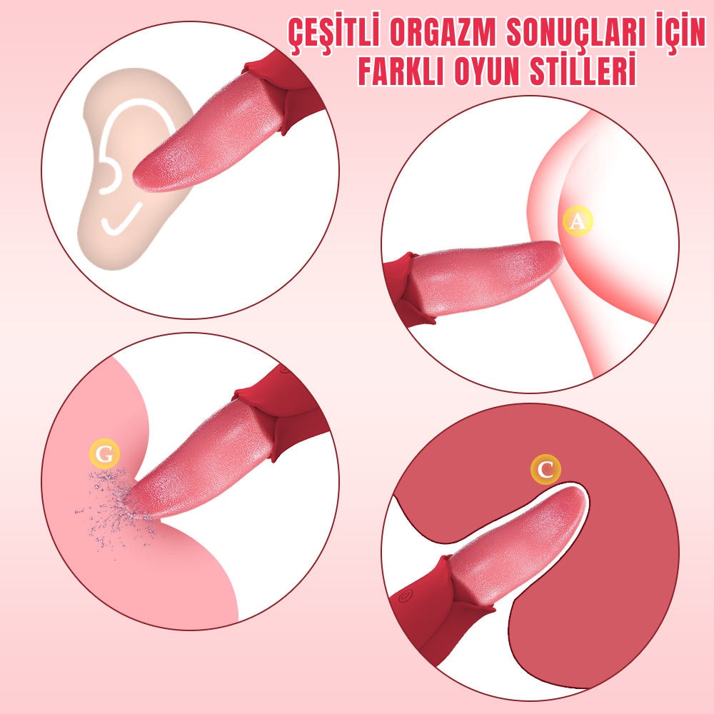 PRIME TOYS Vicky Şarjlı Klitoris Uyarıcı Titreşimli ve Hareketli Sessiz Mini Gerçekçi Dil Vibratör