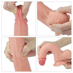 Çift Katmanlı Yumuşak Doku Realistik Dildo Silikon Gerçekçi Yapay Penis 20x3.5 CM