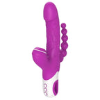 Eros -  Şarjlı Triple Anal Beads G Spot ve Klitoris Uyarıcı Güçlü Titreşimli 3 in 1 Damarlı Dildo Emiş Vibratör