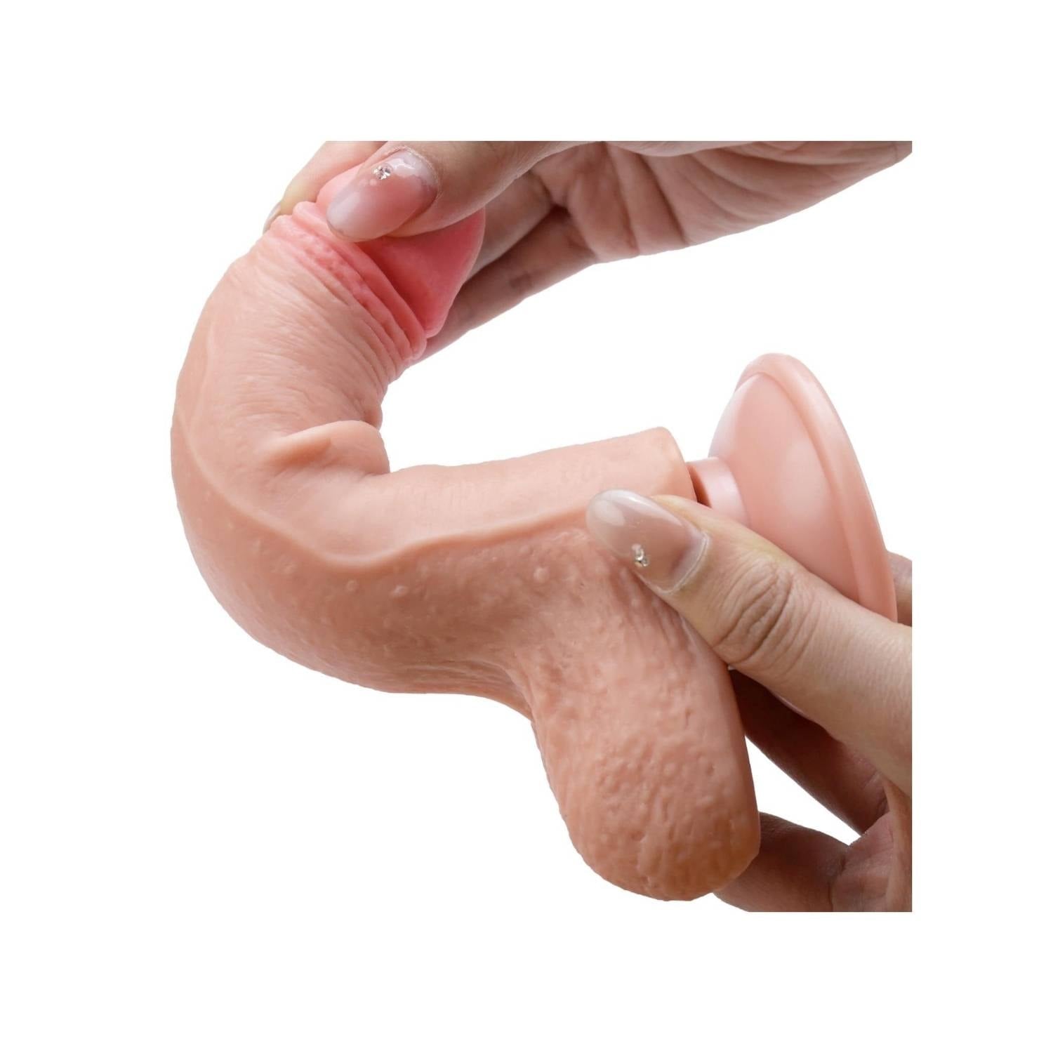 Chase - Büyük Boy Hareketli Kayar Deri Çift Katmanlı Realistik Vibratör Dildo Ultra Yumuşak Gerçekçi Titreşimli Yapay Penis