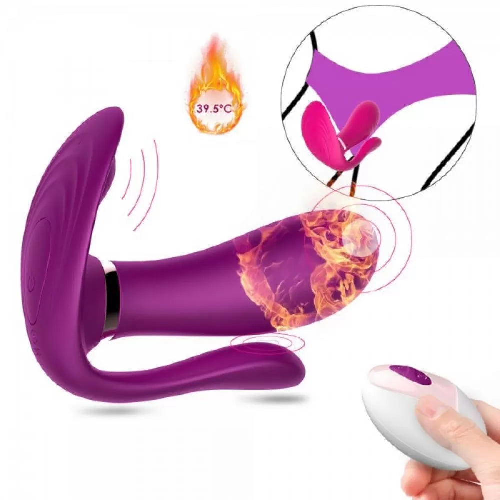 Massager - Şarjlı Isıtmalı Kablosuz Kumandalı Anal Vajina Klitoris Uyarıcı Giyilebilir 3 in 1 Panty Vibratör