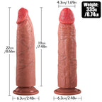 Hardy - Ultra Yumuşak Doku Testissiz Realistik Dildo Çift Katmanlı Silikon Gerçekçi Yapay Penis 22x4.3 CM