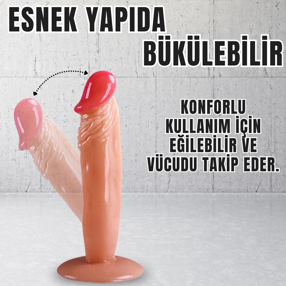 Güçlü Vantuzlu Testissiz Realistik Dildo Anal Vajina Kullanım Gerçekçi Yapay Penis 17x3.6 CM
