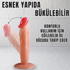 Güçlü Vantuzlu Testissiz Realistik Dildo Anal Vajina Kullanım Gerçekçi Yapay Penis 17x3.6 CM