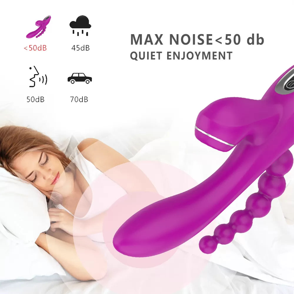 Abel - Şarjlı Triple Anal Beads G Spot ve Klitoris Uyarıcı Güçlü 3 in 1 Emiş Vibratör