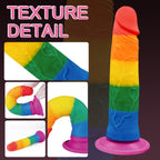 Onur Bayrağı Renkli Ultra Yumuşak Doku Silikon Gerçekçi Yapay Penis Testissiz Realistik Dildo 18.5x3.5 CM