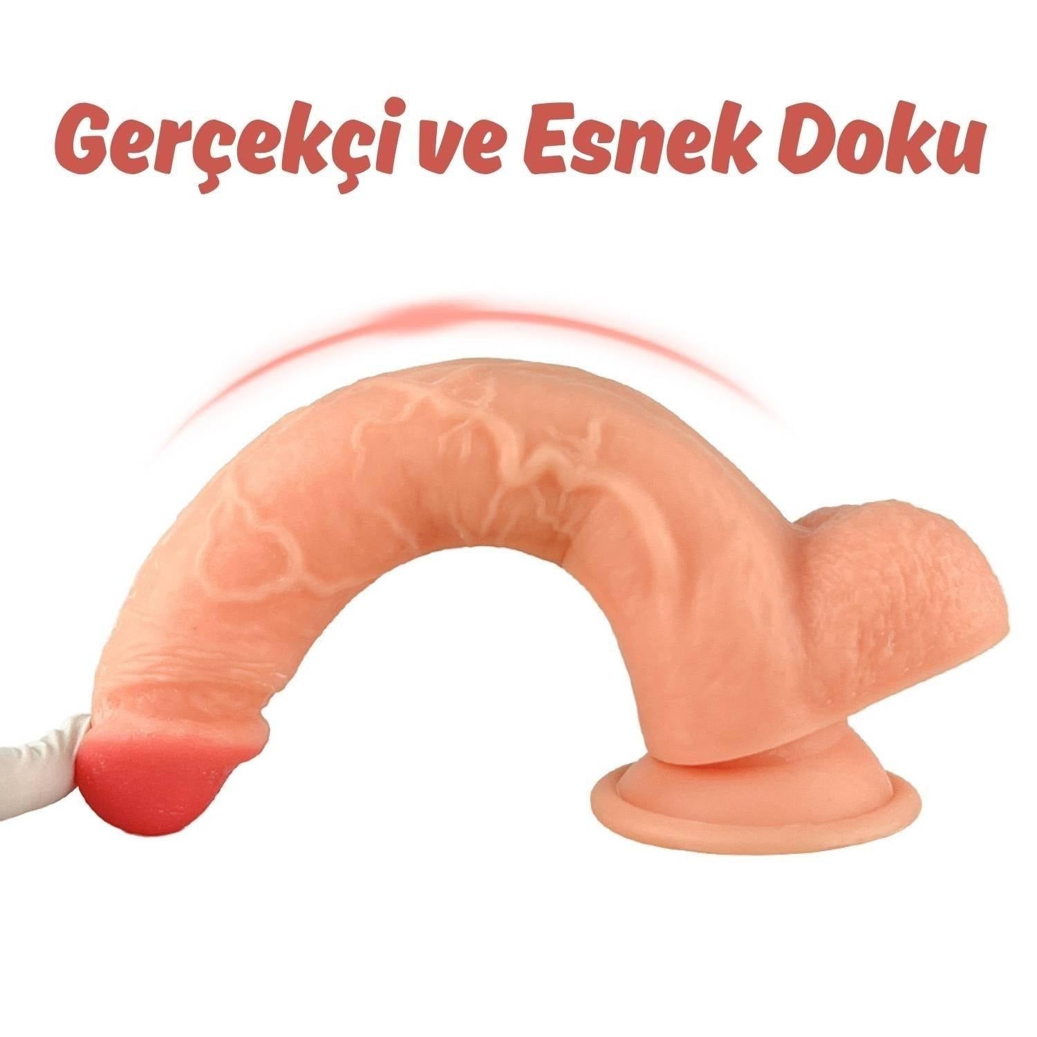 Jadon - Kumandalı Vantuzlu Güçlü Titreşimli Gerçekçi Yapay Penis Realistik Dokuda Dildo 23 CM