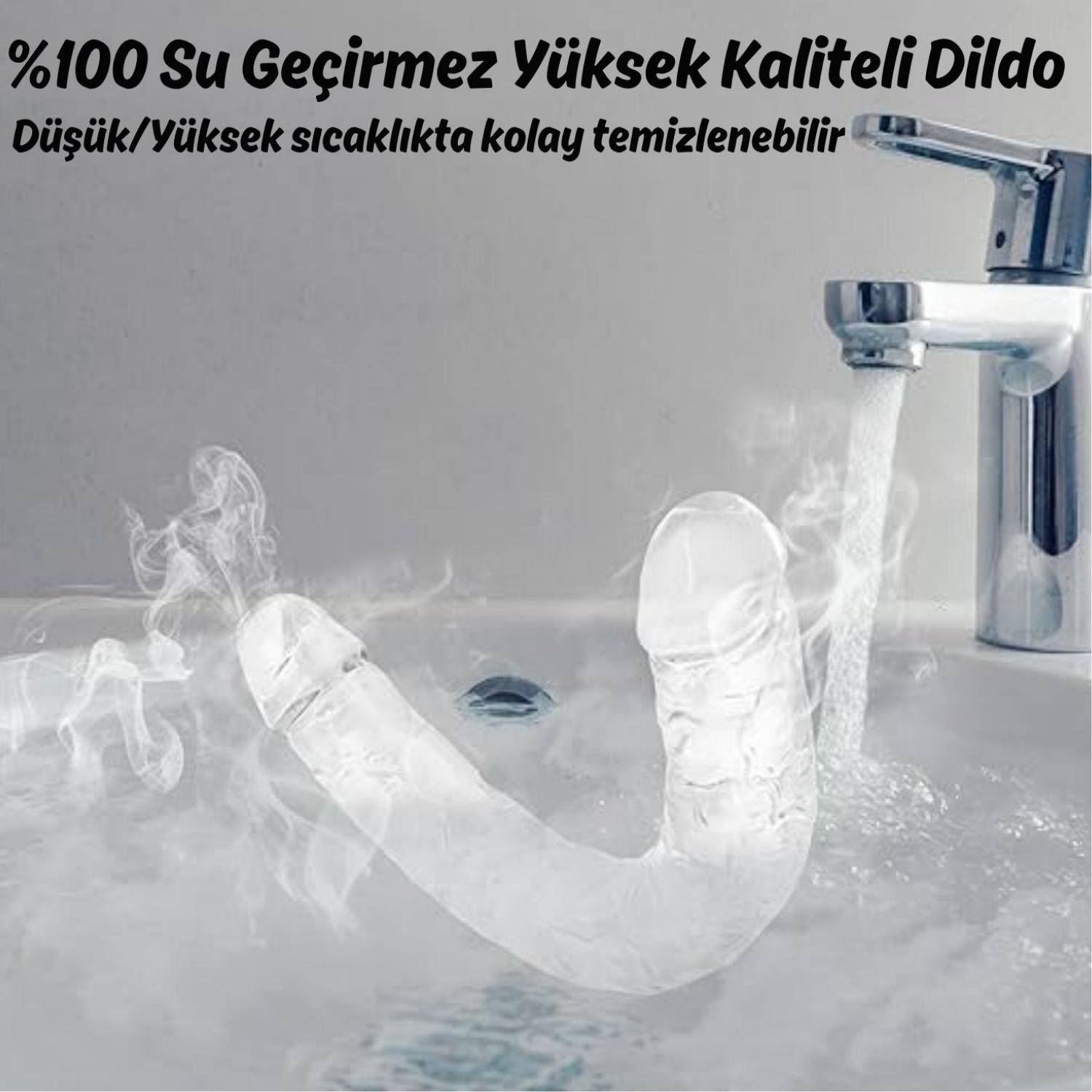 Ultra Soft Realistic Double Ended Clear Dildo Yumuşak Doku Gerçekçi Çift Taraflı Realistik Şeffaf Yapay Penis 33 CM