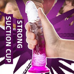 MYST COLOR Dildo Realistik Jel Dokuda Testissiz Ultra Yumuşak Şeffaf Mor Yapay Penis