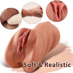 Daria - Realistik Doku Oral Anal Vajinal 3 in 1 Titreşimli Suni Vajina Mastürbatör 18 CM