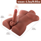 Grayson - Anal Girişli 16 CM Yapay Penis Erkek Zenci Realistik Manken Yarım Vücut Dildo