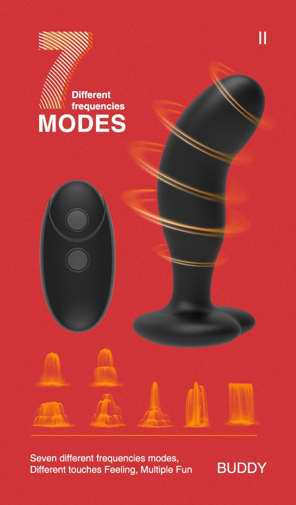 Buddy - Şarjlı Kablosuz Kumandalı G-Spot ve Prostat Uyarıcı Kullanılabilir Kalp Desenli Anal Vibratör