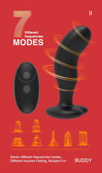 Buddy - Şarjlı Kablosuz Kumandalı G-Spot ve Prostat Uyarıcı Kullanılabilir Kalp Desenli Anal Vibratör