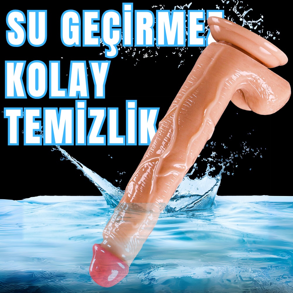 Güçlü Vantuzlu Damarlı Kalın Realistik Dildo Büyük Boy Gerçekçi Yapay Penis 27x4.5 CM