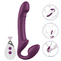 Alice - Şarjlı Uzaktan Kumandalı Güçlü Titreşimli Rotasyon Hareketli Çift Taraflı Strapless Strapon Biseksüel Vibratör