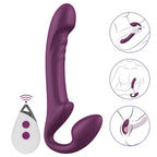 Alice - Şarjlı Uzaktan Kumandalı Güçlü Titreşimli Rotasyon Hareketli Çift Taraflı Strapless Strapon Biseksüel Vibratör