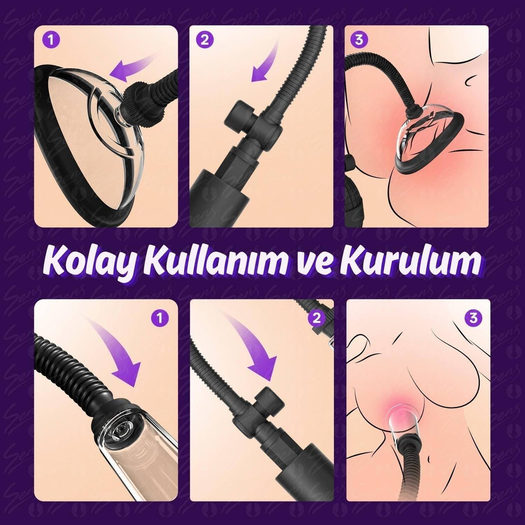Pussy Pump Classic - Değiştirilebilir 5 Başlıklı Tetikli Profesyonel Göğüs ve Vajina Vakum Pompası Set