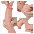 Çift Katmanlı Yumuşak Doku Eğik Realistik Dildo Silikon Kavisli Gerçekçi Yapay Penis 22x3.8 CM