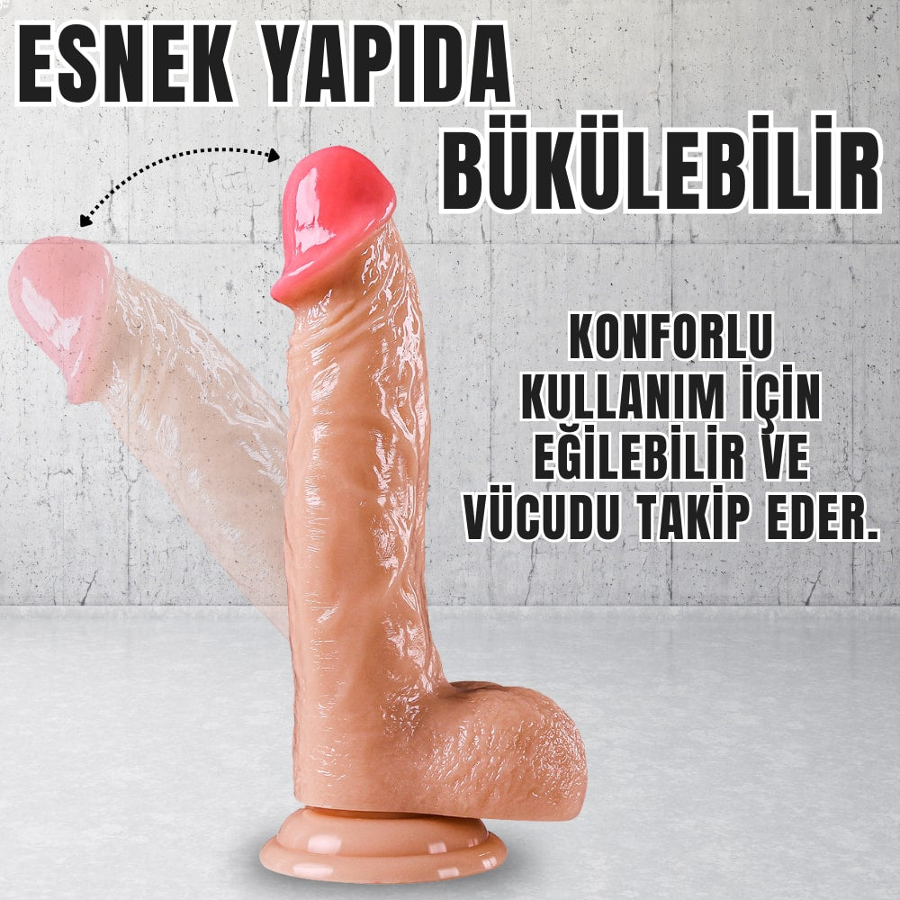 Güçlü Vantuzlu Damarlı Kalın Realistik Dildo Gerçekçi Yapay Penis 21x4.2 CM