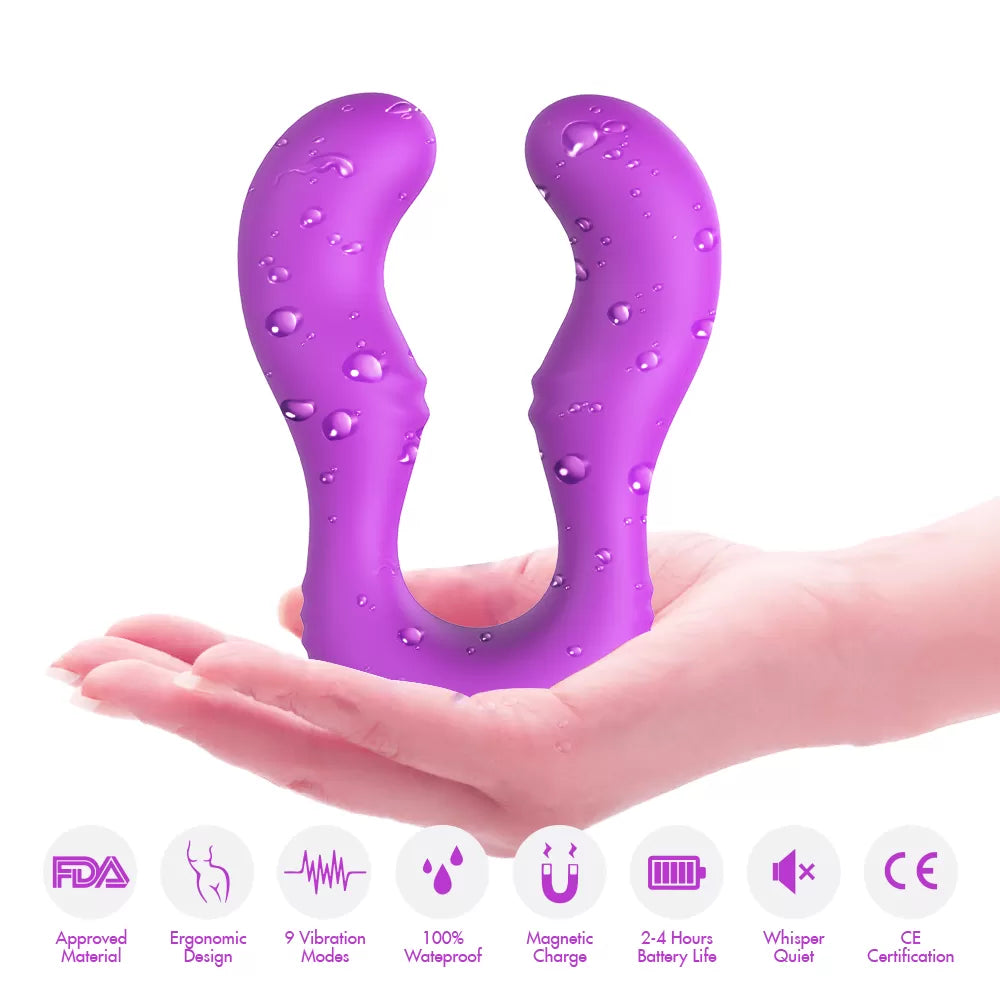 Seraph - Şarjlı Çatal Çift Taraflı Çift Motorlu Güçlü Titreşimli Vibratör Esnek Silikon Strapless Strapon