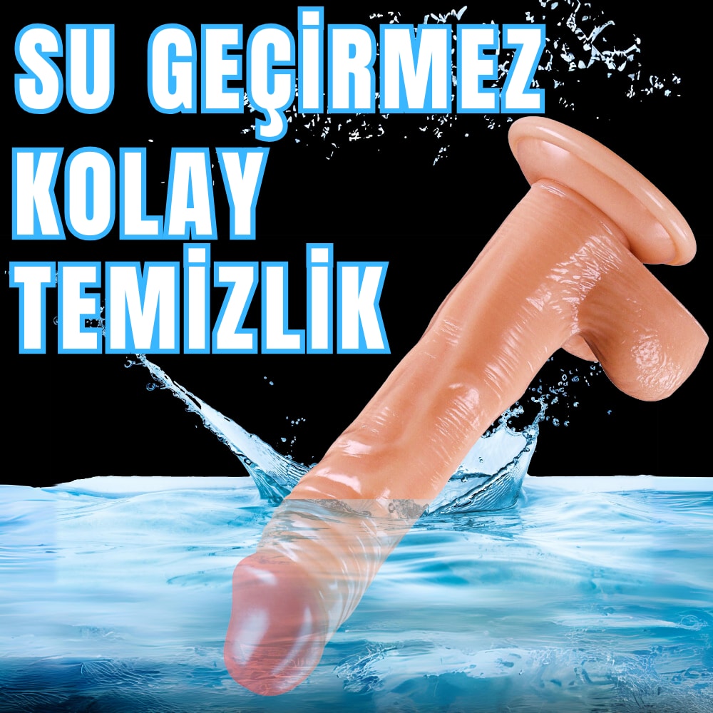 Güçlü Vantuzlu Damarlı Kalın Realistik Dildo Gerçekçi Yapay Penis 22x4 CM