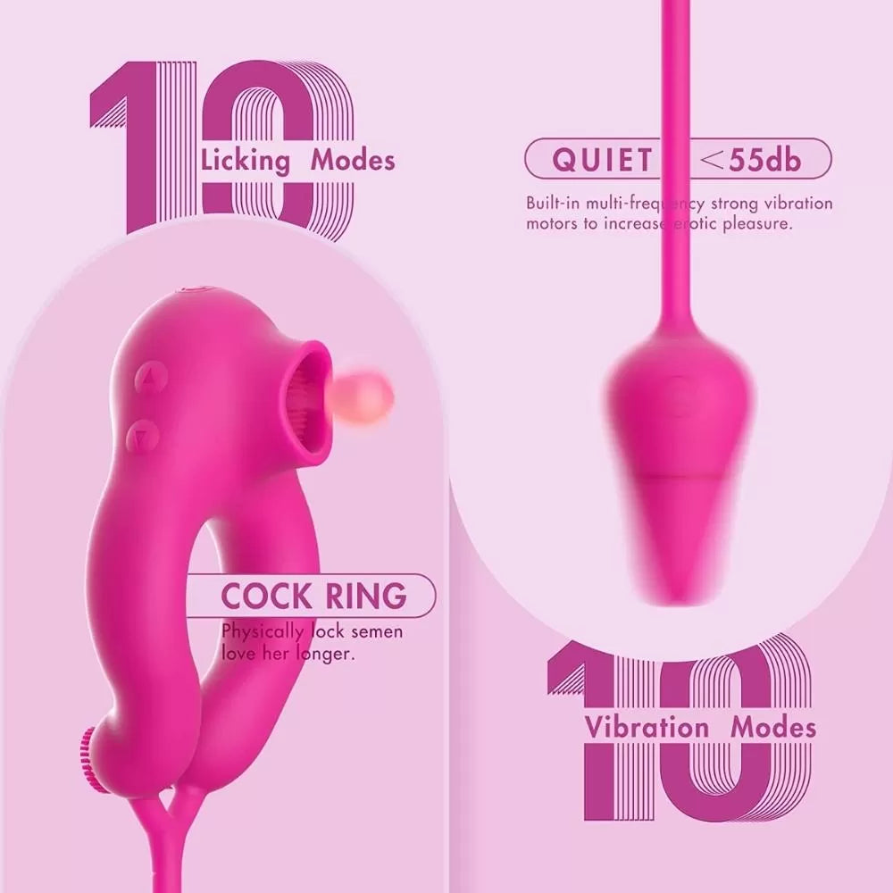 Essence - Şarjlı Kumandalı Anal Uyarıcı Plug ve Klitoris Uyarıcı Dil Vibratörlü Penis Halkası