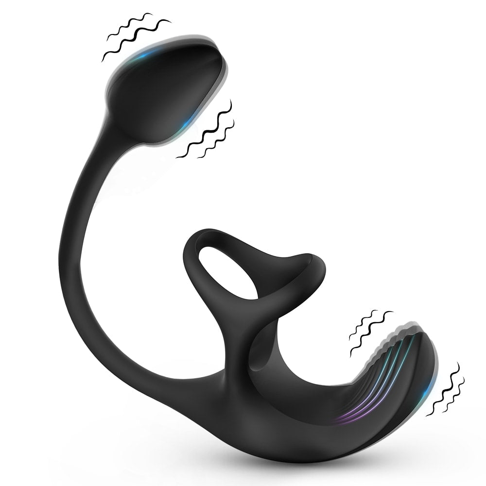 Cradle of Devil - Şarjlı Penis Halkalı Aynı Anda Testis Perine ve Prostat Uyarıcı 3 in 1 Vibratör