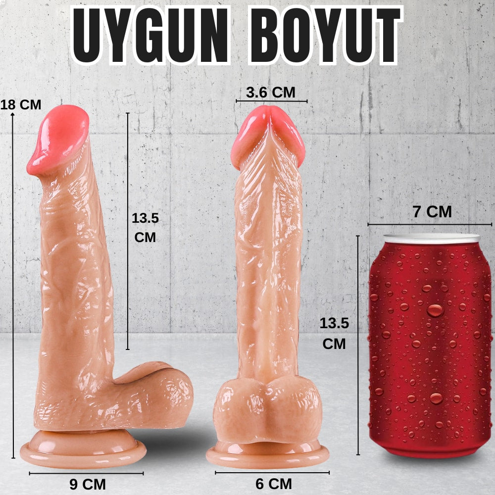 Güçlü Vantuzlu Damarlı Realistik Dildo Gerçekçi Yapay Penis 18x3.6 CM