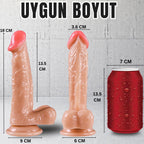 Güçlü Vantuzlu Damarlı Realistik Dildo Gerçekçi Yapay Penis 18x3.6 CM