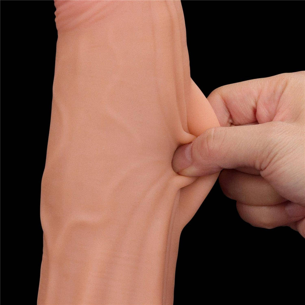 Hunter - Mega Boy Hareketli Kayar Deri Çift Katmanlı Realistik Vibratör Dildo Ultra Yumuşak Gerçekçi Titreşimli Yapay Penis