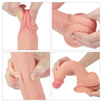 Çift Katmanlı Yumuşak Doku Realistik Dildo Silikon Gerçekçi Yapay Penis 22x3.8 CM