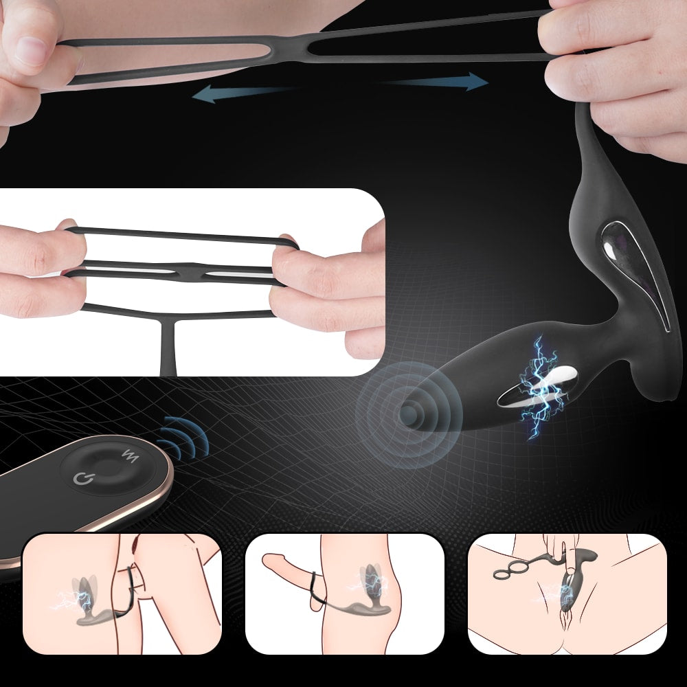 Lightning Rct - Şarjlı Kumandalı Testis ve Penis Halkalı Penis Elektrikli Uyarıcı Titreşimli Prostat Vibratör