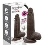 Hareketli Kayar Deri Çift Katmanlı Realistik Dildo Ultra Yumuşak Siyahi Gerçekçi Yapay Penis 17x3.7 CM