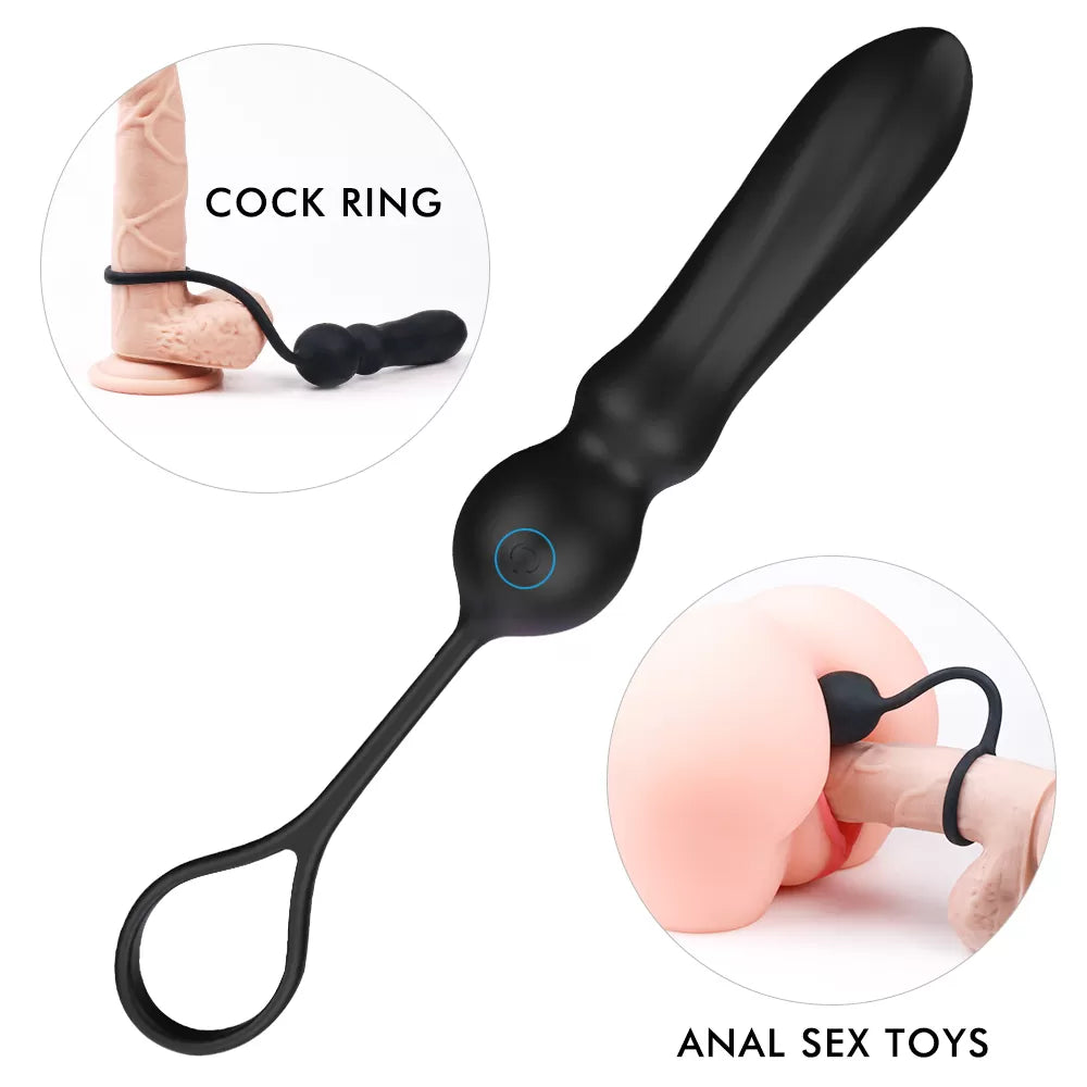 Adele - Şarjlı Güçlü Titreşim Motorlu Prostat veya G Spot Uyarıcı Penis Halkalı Anal Vibratör
