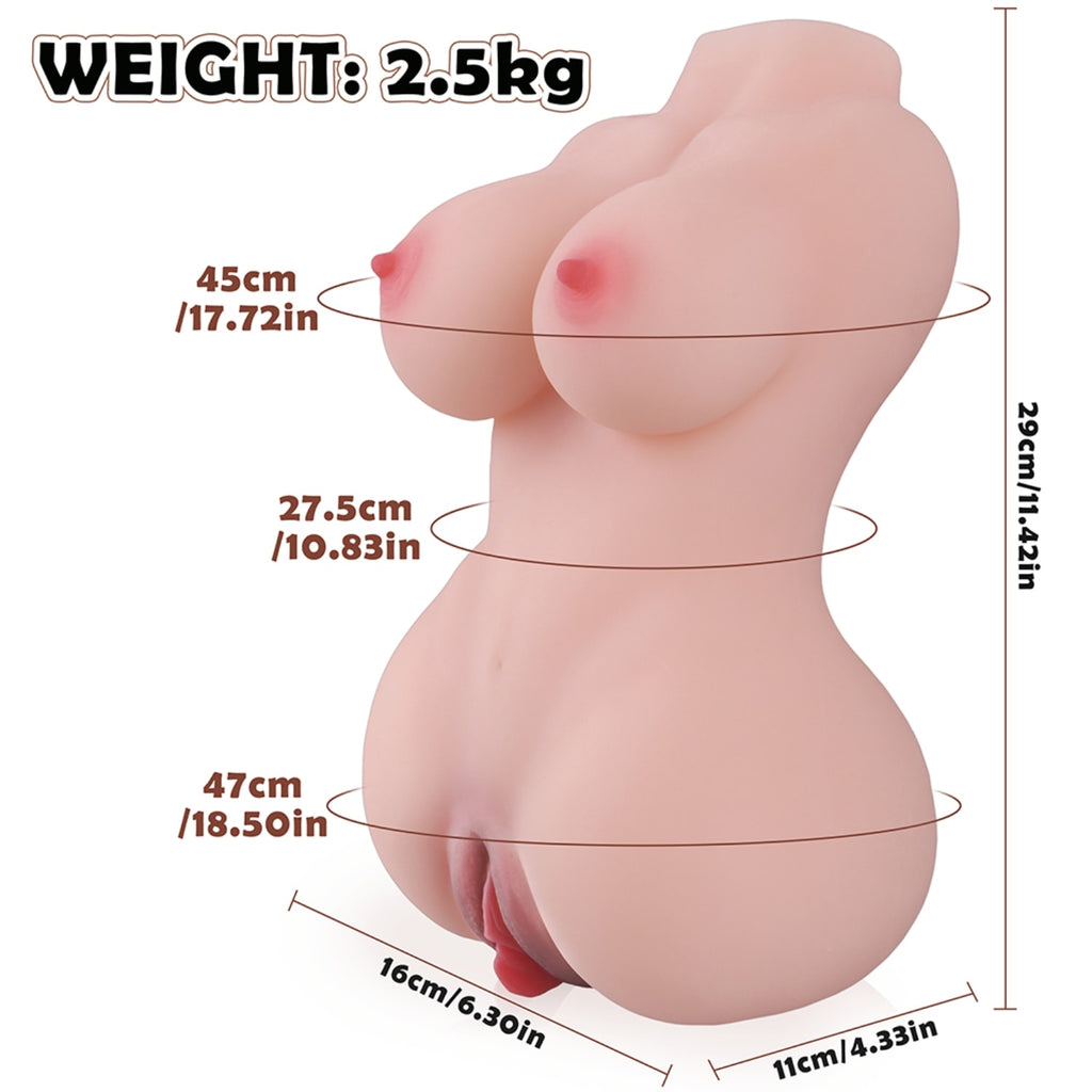 Lola - Anal Vajina Çift Girişli Realistik Manken 2 in 1 Suni Titreşimli Vajina Mastürbatör