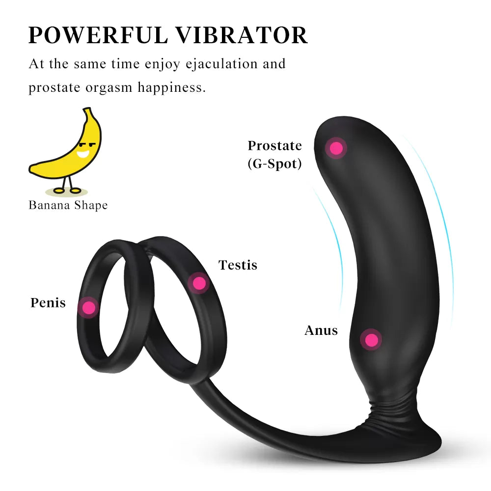 Lanco - Şarjlı Testis ve Penis Halkalı Prostat ve Anüs Uyarıcı Masaj Vibratör