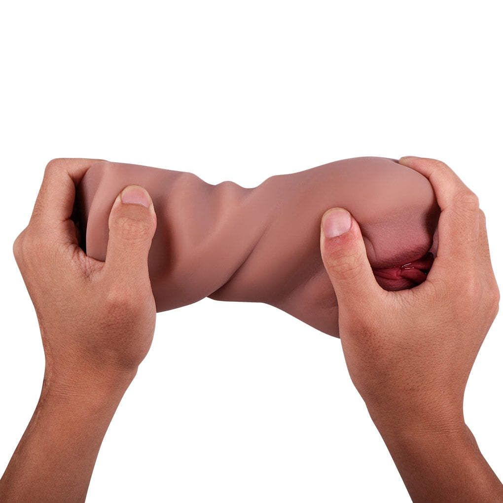 Natasha - Anal Vajina Çift Girişli Cep Boy Titreşimli Suni Vajina Mastürbatör 17.5 CM