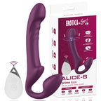 Alice - Şarjlı Uzaktan Kumandalı Güçlü Titreşimli Rotasyon Hareketli Çift Taraflı Strapless Strapon Biseksüel Vibratör