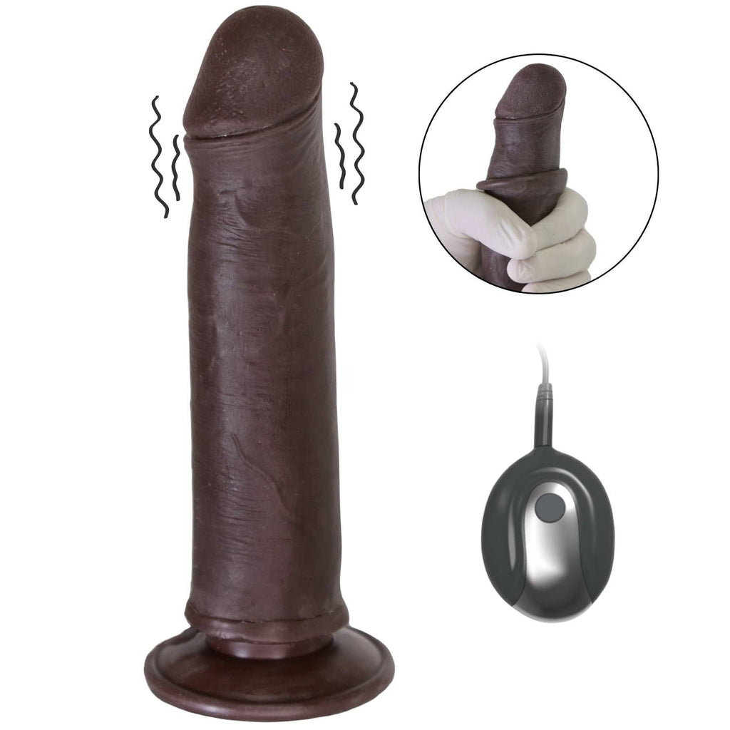 Lionel - Hareketli Kayar Deri Çift Katmanlı Realistik Vibratör Dildo Ultra Yumuşak Testissiz Gerçekçi Titreşimli Zenci Yapay Penis