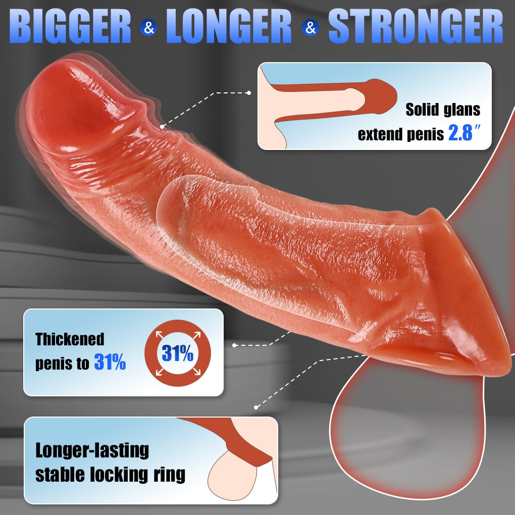 James - Uzaktan Kumandalı Şarjlı G Spot Uyarıcı Güçlü Titreşimli Ultra Realistik Penis Kılıfı - 7 CM Uzatmalı