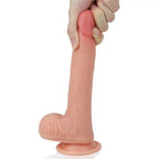 Çift Katmanlı Yumuşak Doku Realistik Dildo Silikon Gerçekçi Yapay Penis 20x3.5 CM
