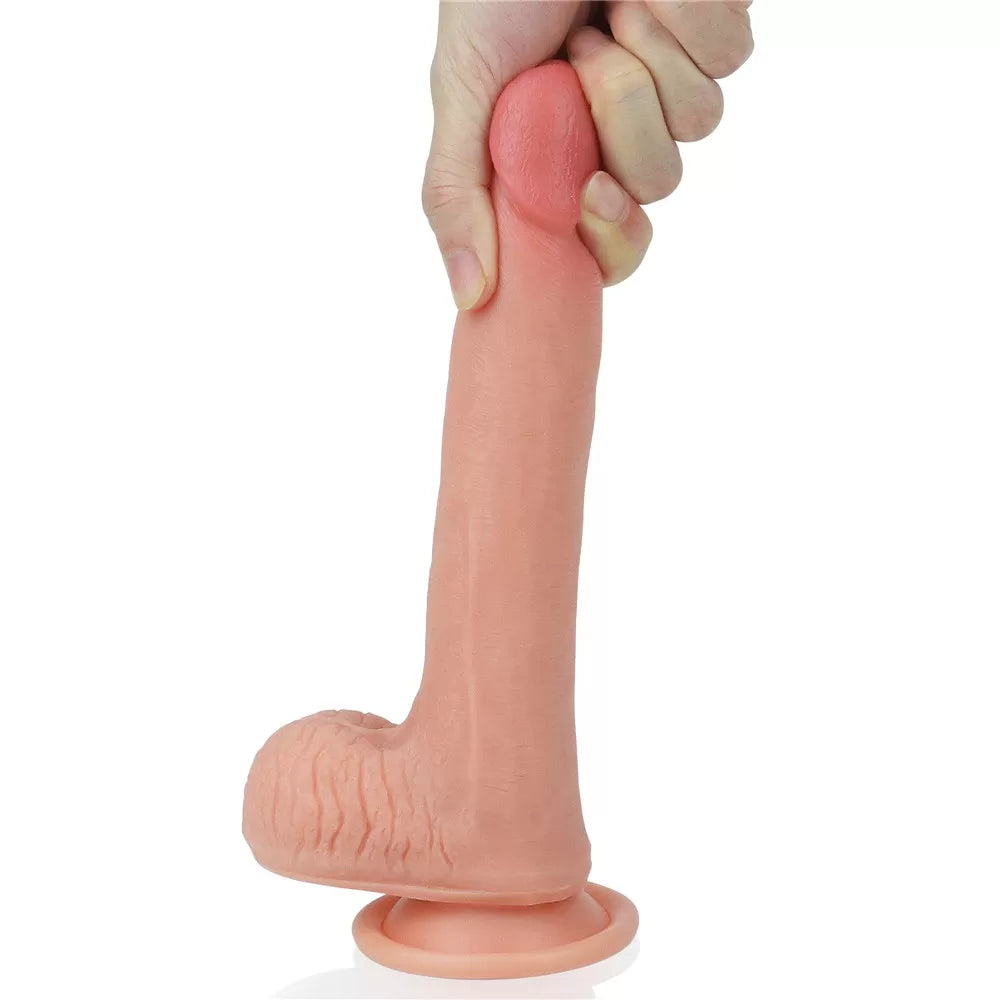 Çift Katmanlı Yumuşak Doku Realistik Dildo Silikon Gerçekçi Yapay Penis 20x3.5 CM