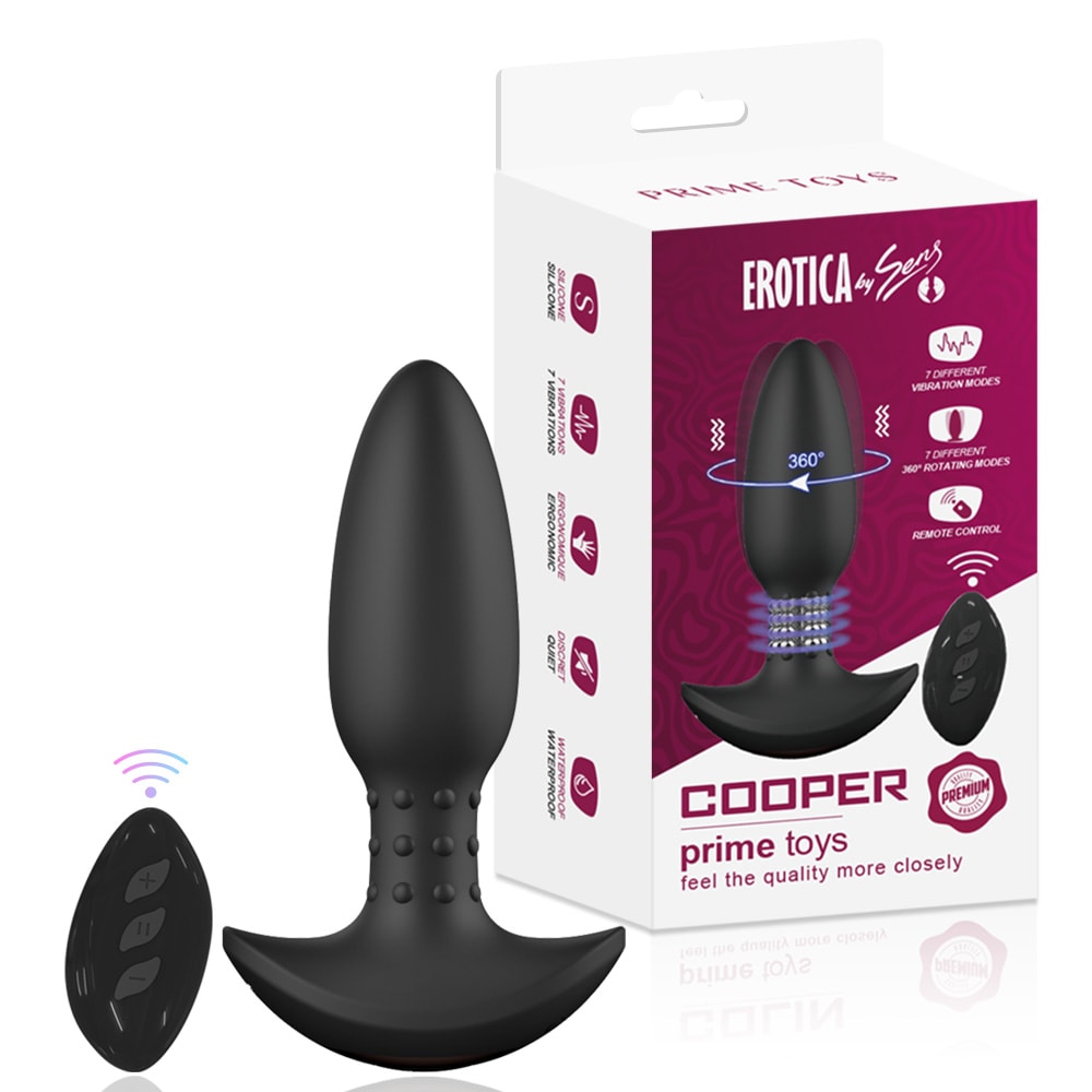 Cooper - Manyetik Şarjlı Uzaktan Kumandalı 360° Dönme Hareketli Güçlü Titreşimli Silikon Anal Plug