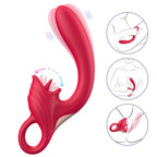 Ellie - Manyetik Şarjlı Aynı Anda Klitoris ve G Spot Uyarıcı Dil Yalama Hareketli Esnek Kavisli Vibratör