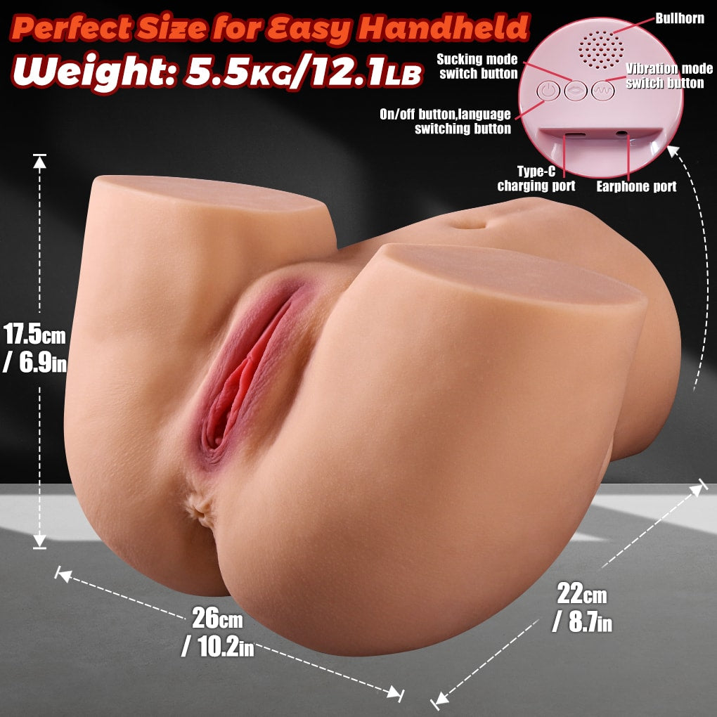 Olga - Şarjlı Sesli İleri Geri Hareketli Emişli ve Titreşimli Realistik Kalça Suni Vajina Otomatik Mastürbatör 5.5 KG